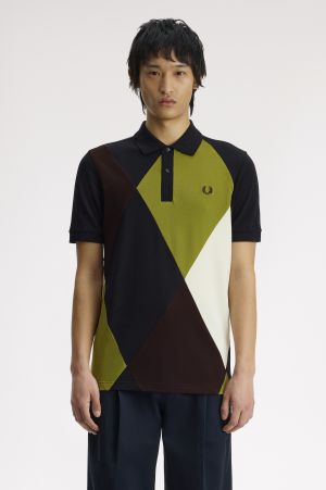 Offset Argyle Cut&Sew Poloshrt